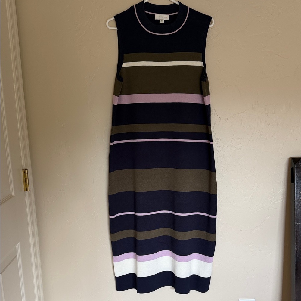 Chic Striped Maxi Dress - Black, Pink, and Brown